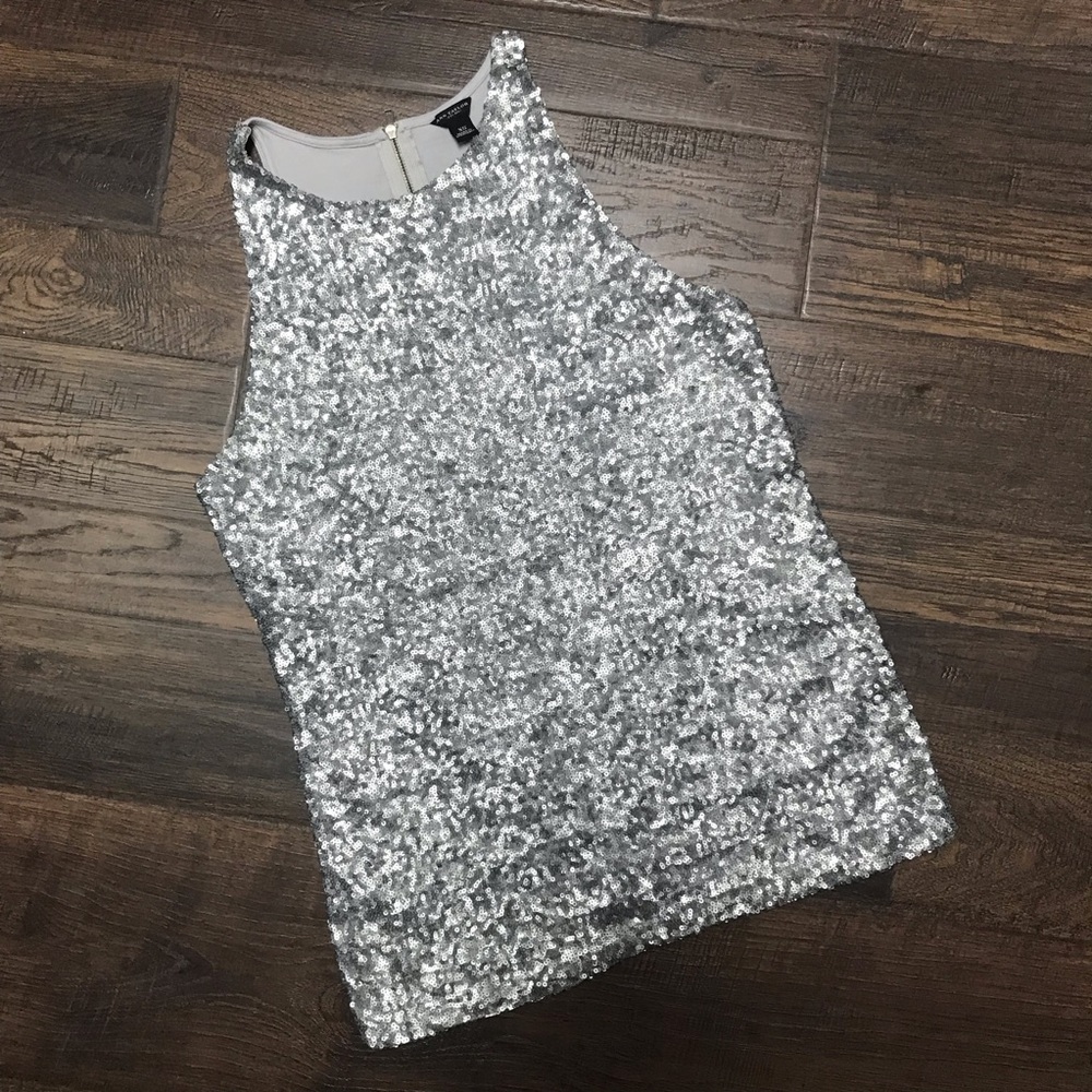 Ann Taylor Silver Sequin Tank